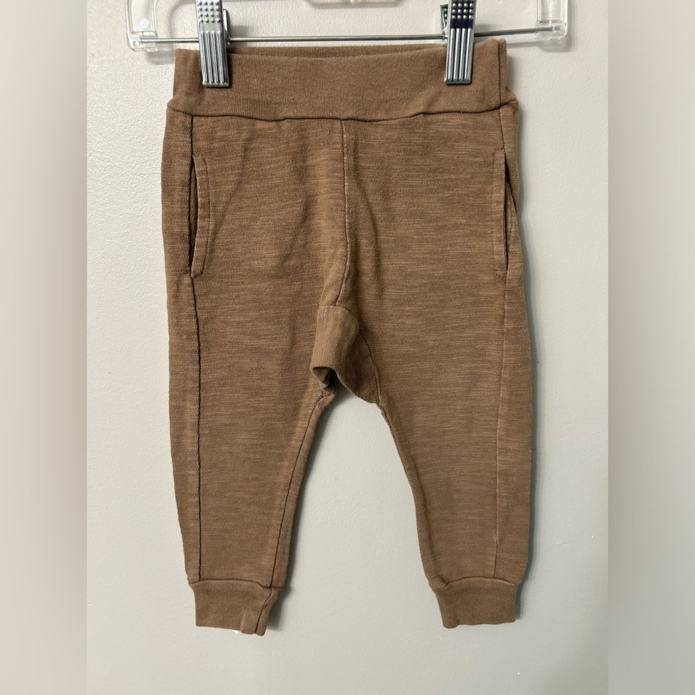 Mini Mioche Mod Joggers in medium brown colour. Size 12-18m